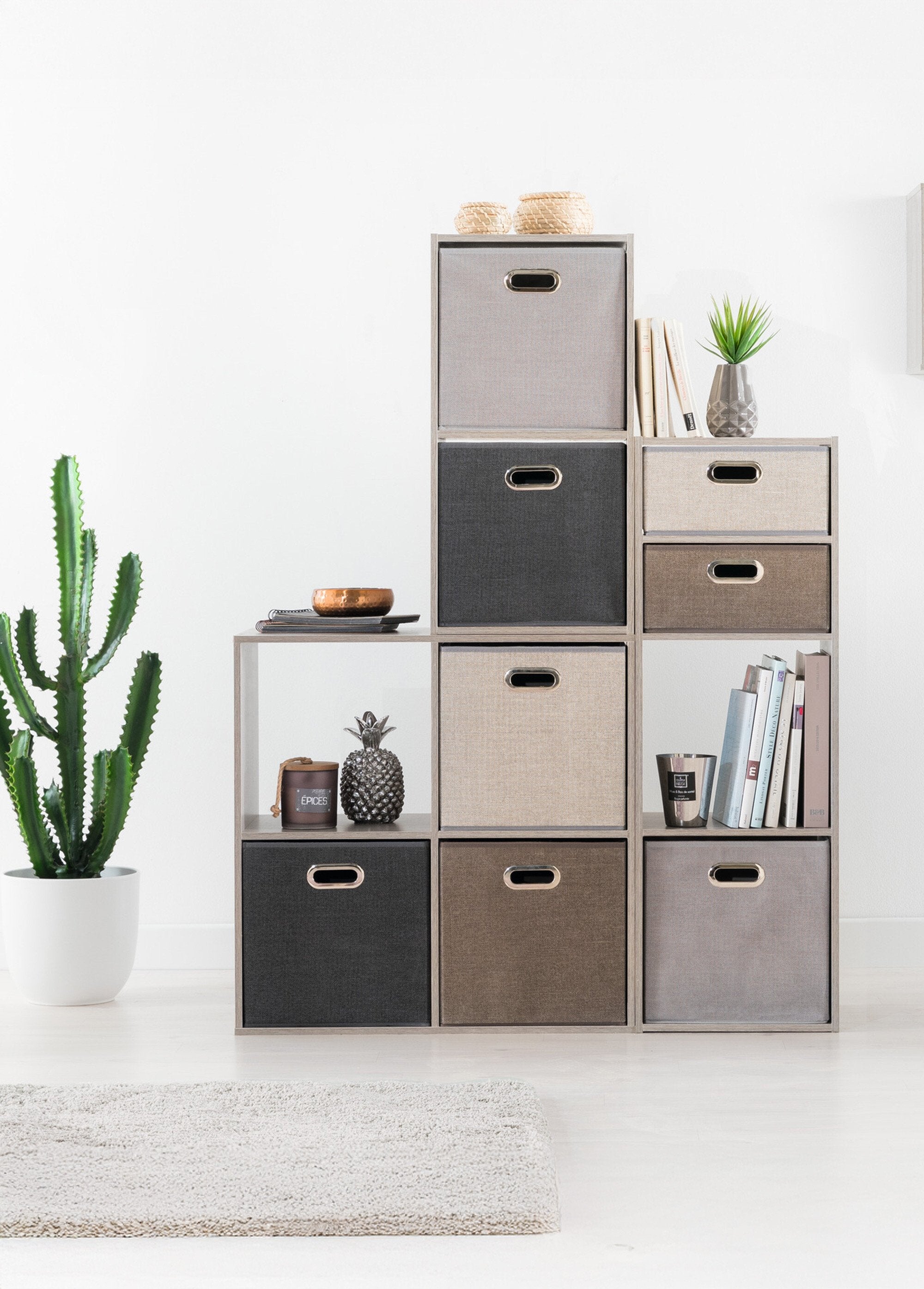 Foldable_storage_basket,_metal_handle_Beige_SF1_slim