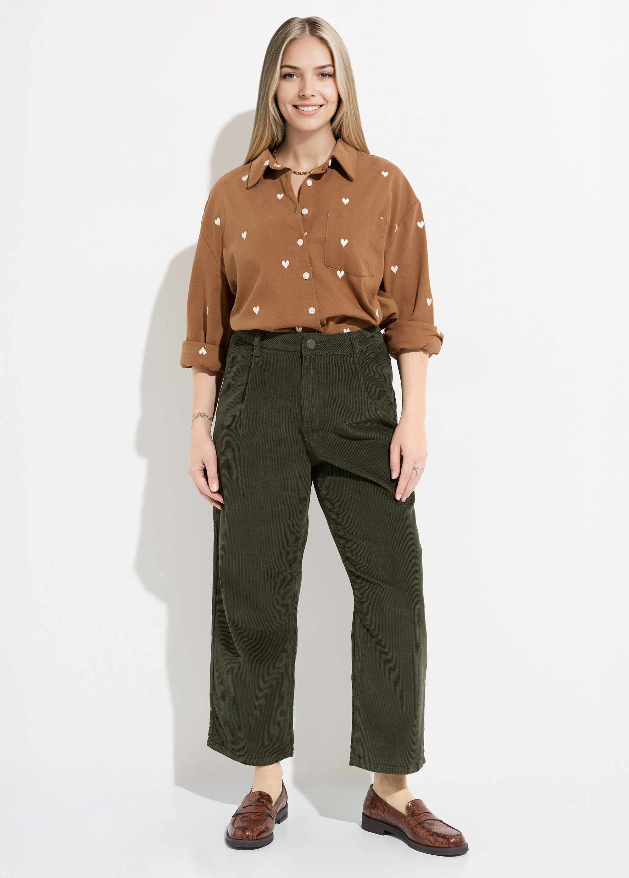 Wide-leg_corduroy_trousers,_petite_size_Khaki_SF1_slim