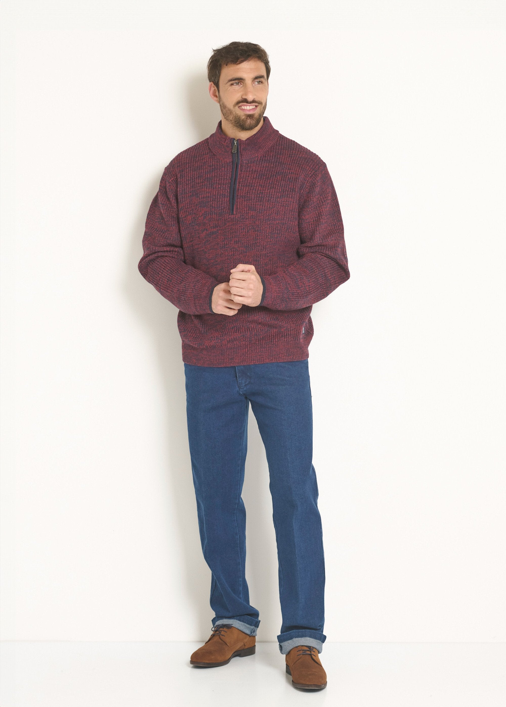 Warm_sweater_with_wool,_trucker_collar_Bordeaux_SF1_slim