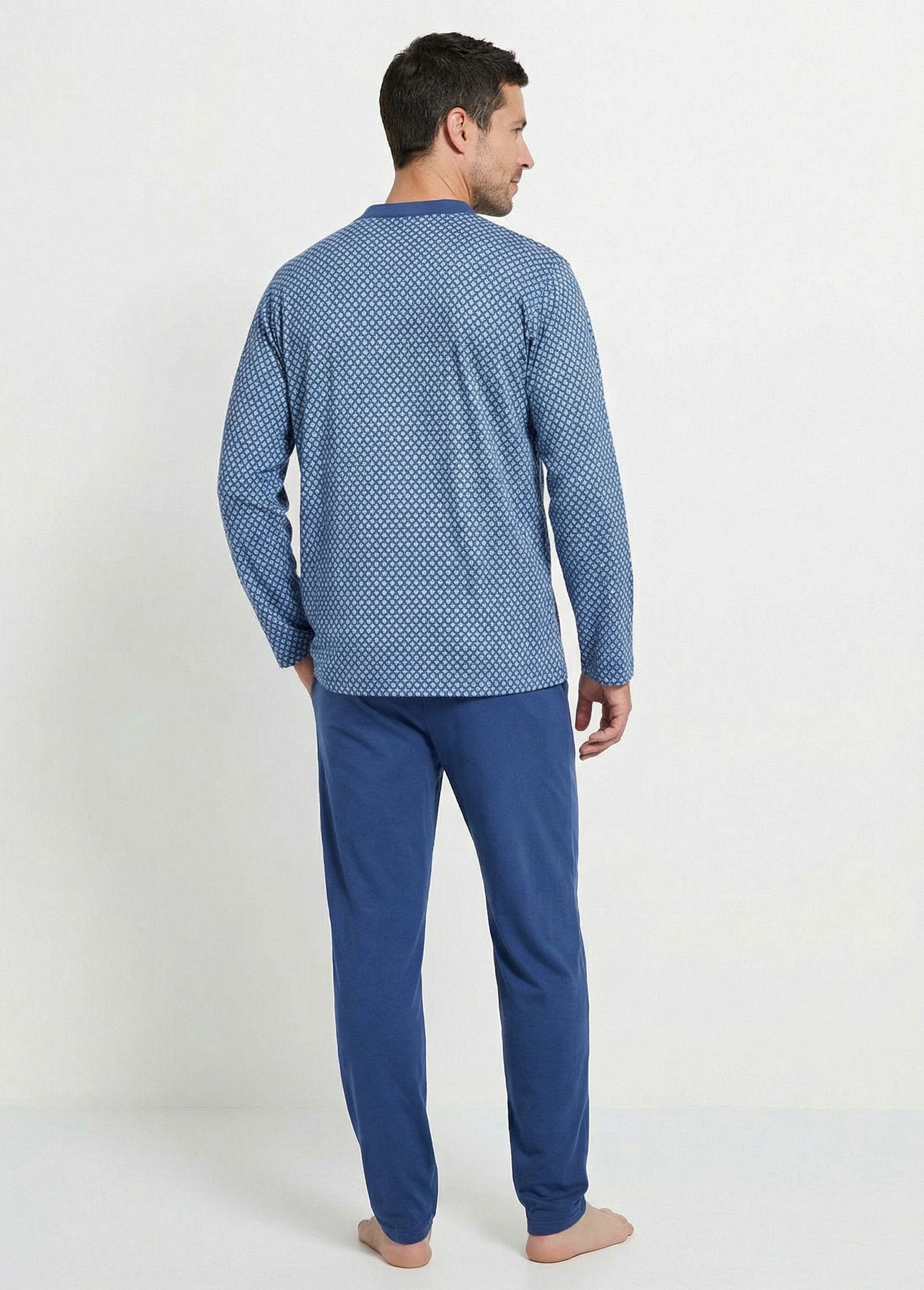 Pyjama_boutonné_manches_longues_coton_Imprime_bleu_DO1_slim