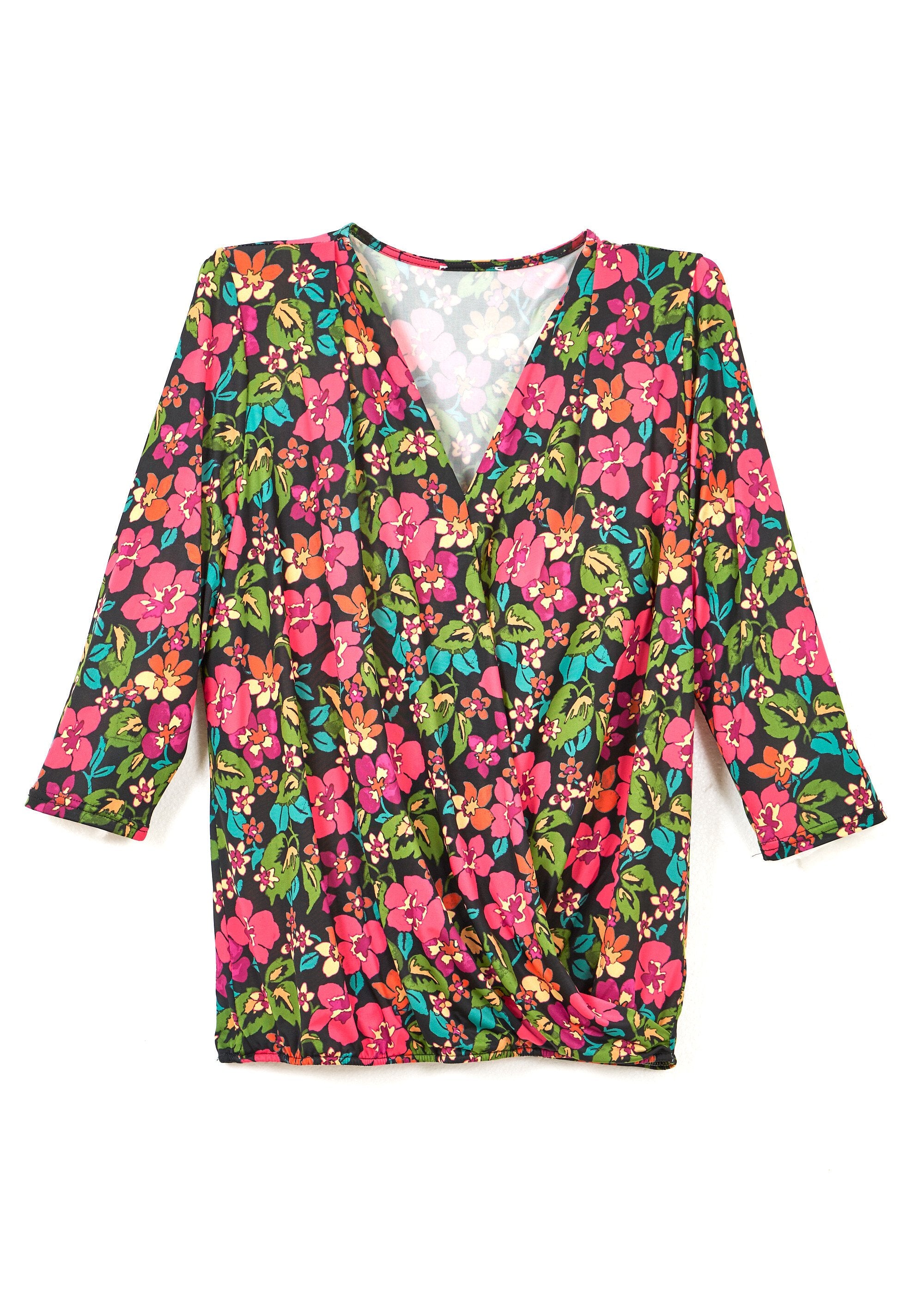Floral_wrap-around_blouse_T-shirt_Black_and_fuchsia_AP1_slim