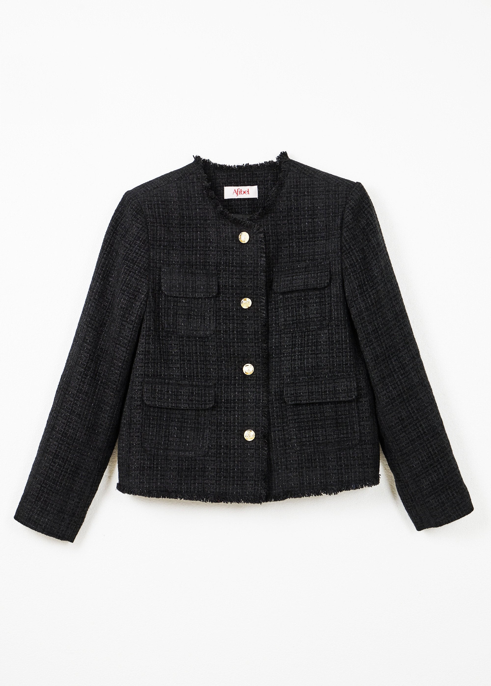 Fringed_button-down_collarless_tweed_jacket_Black_AP1_slim