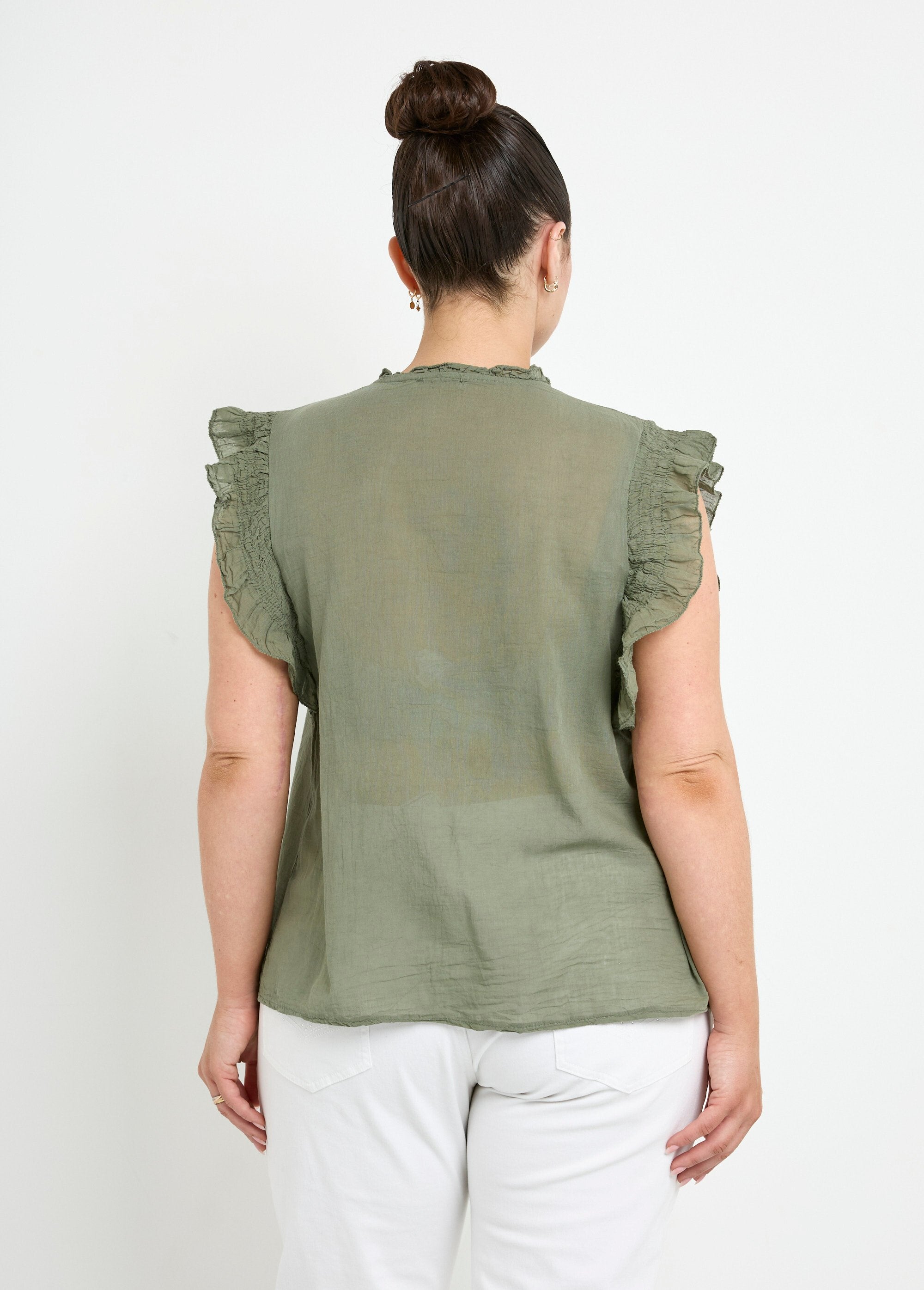 Sleeveless_cotton_voile_blouse_Khaki_DO1_curvy