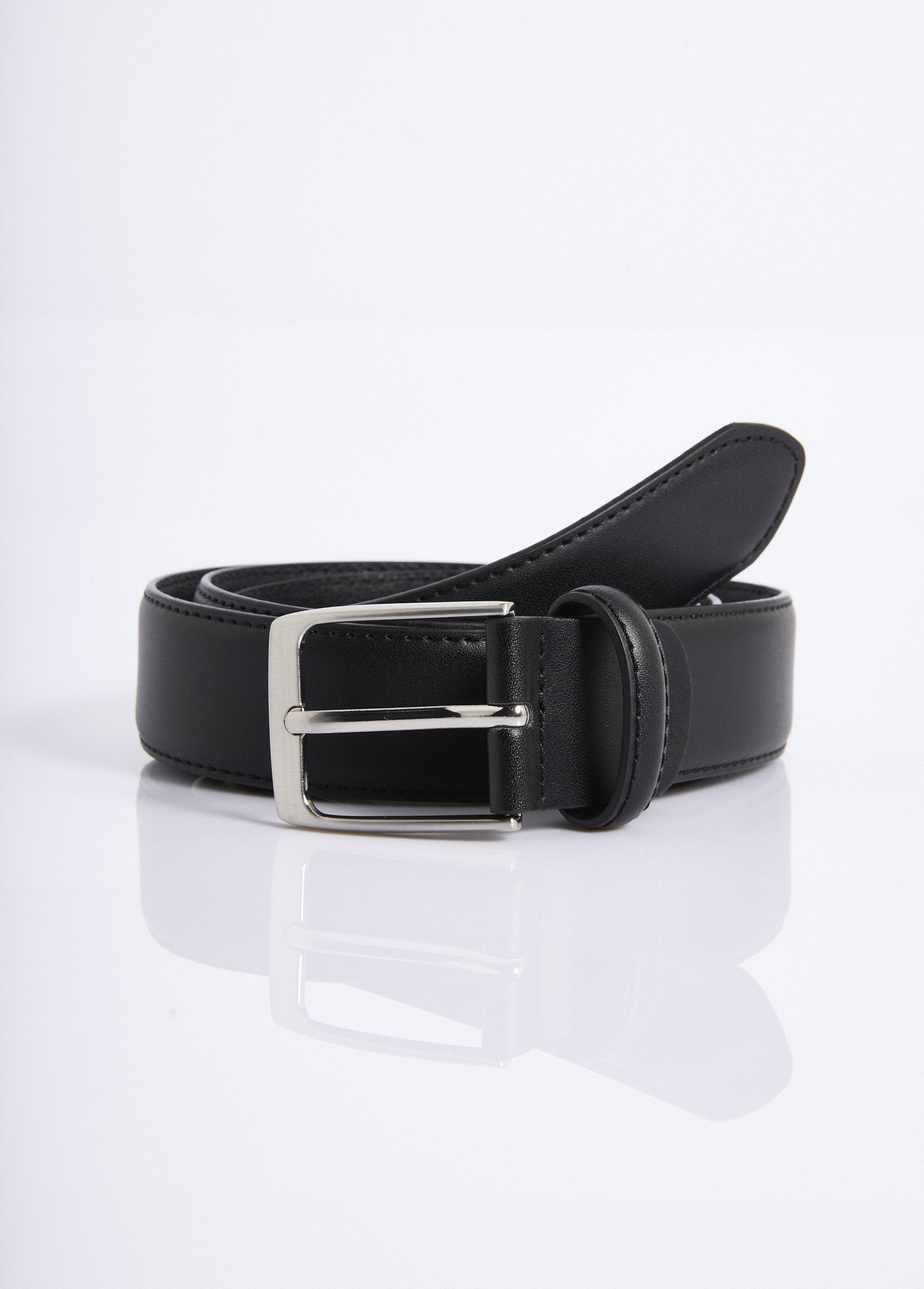 Faux_leather_belt,_metal_buckle_Black_FA1_slim