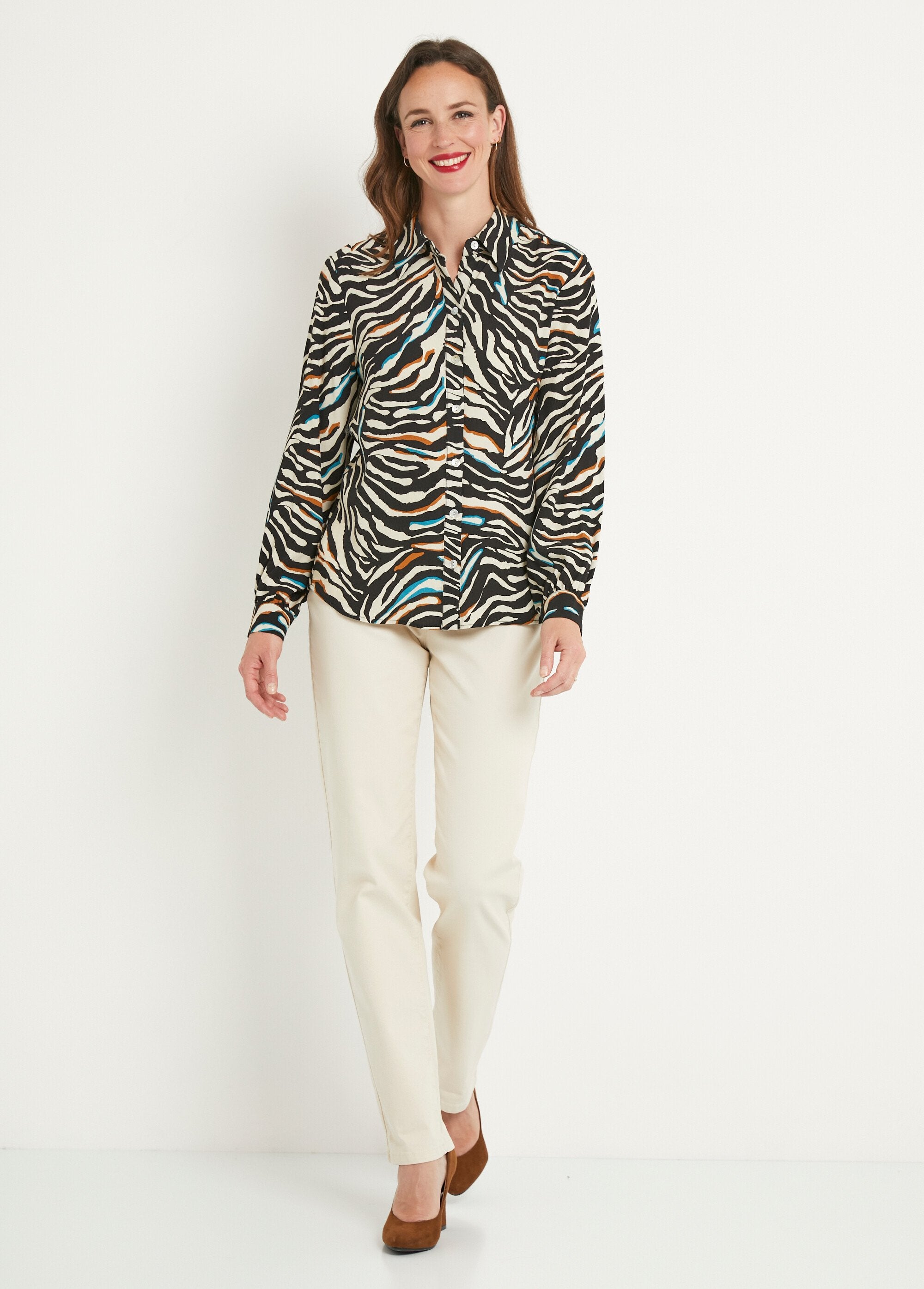 Zebra_print_long_button-down_blouse_Black_and_blue_SF1_slim