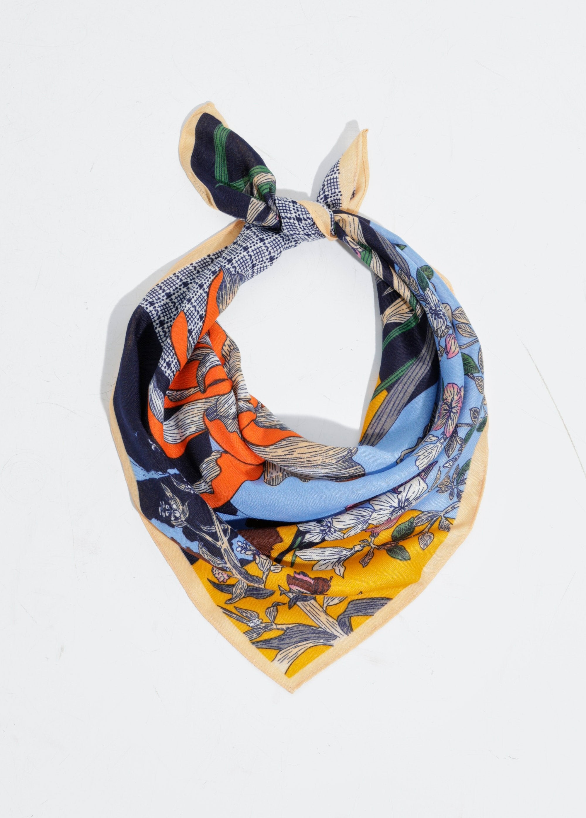 Floral_iris_themed_square_scarf_Navy_and_blue_FA1_slim