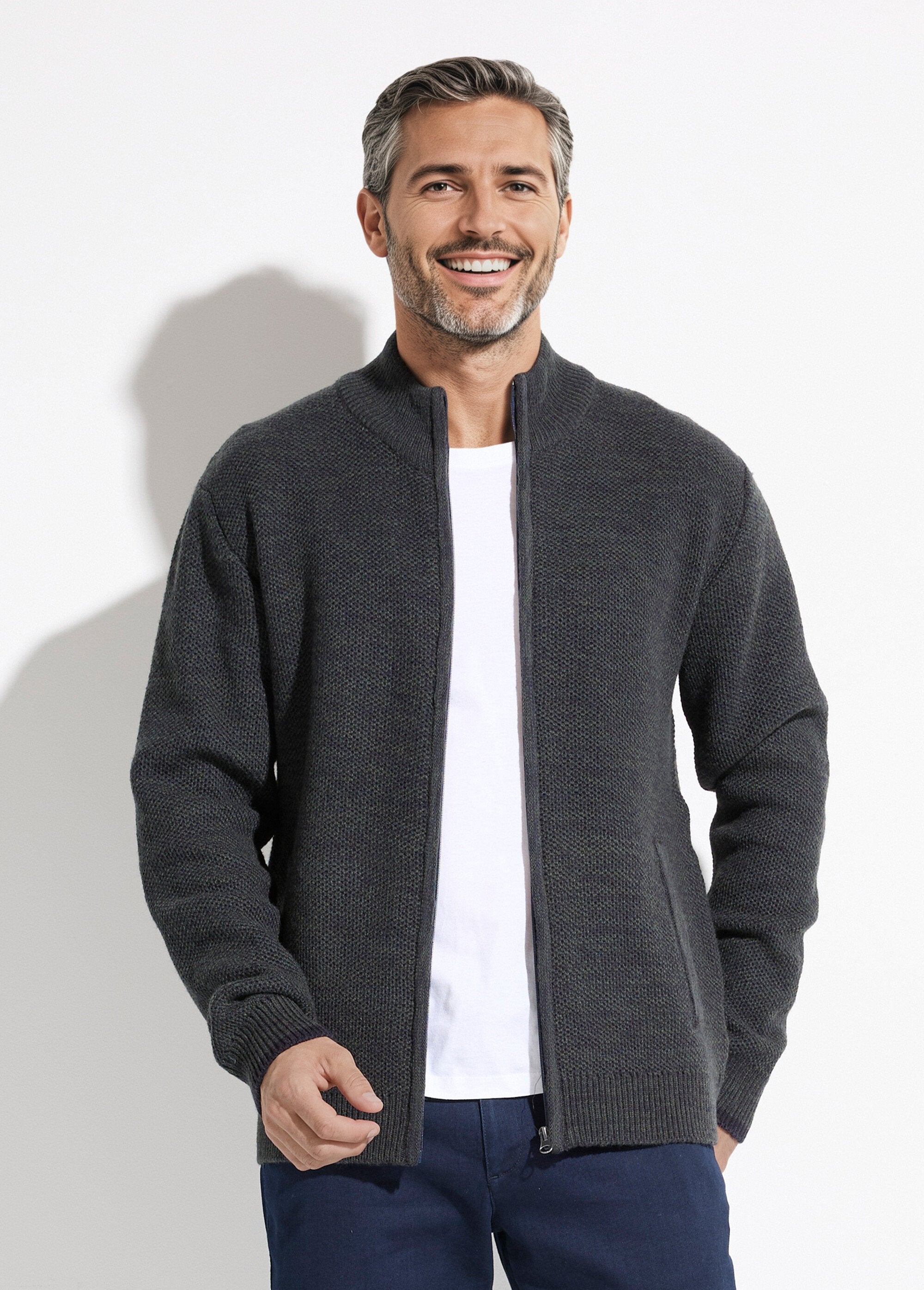 Zipped_cardigan_with_high_collar_in_heathered_wool_knit_Green_FA1_slim