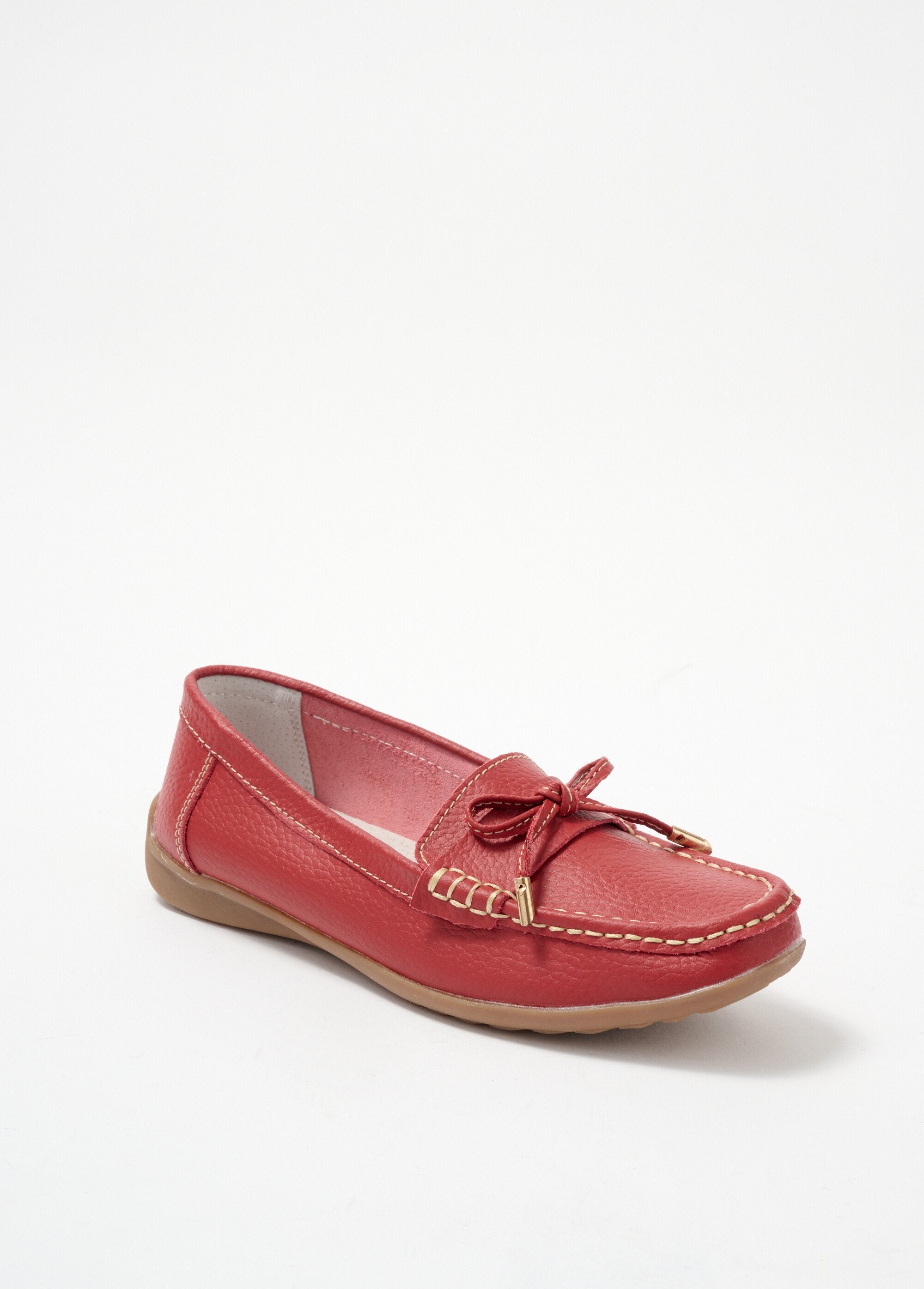 Comfortable_flat_leather_loafers_Red_FA1_slim