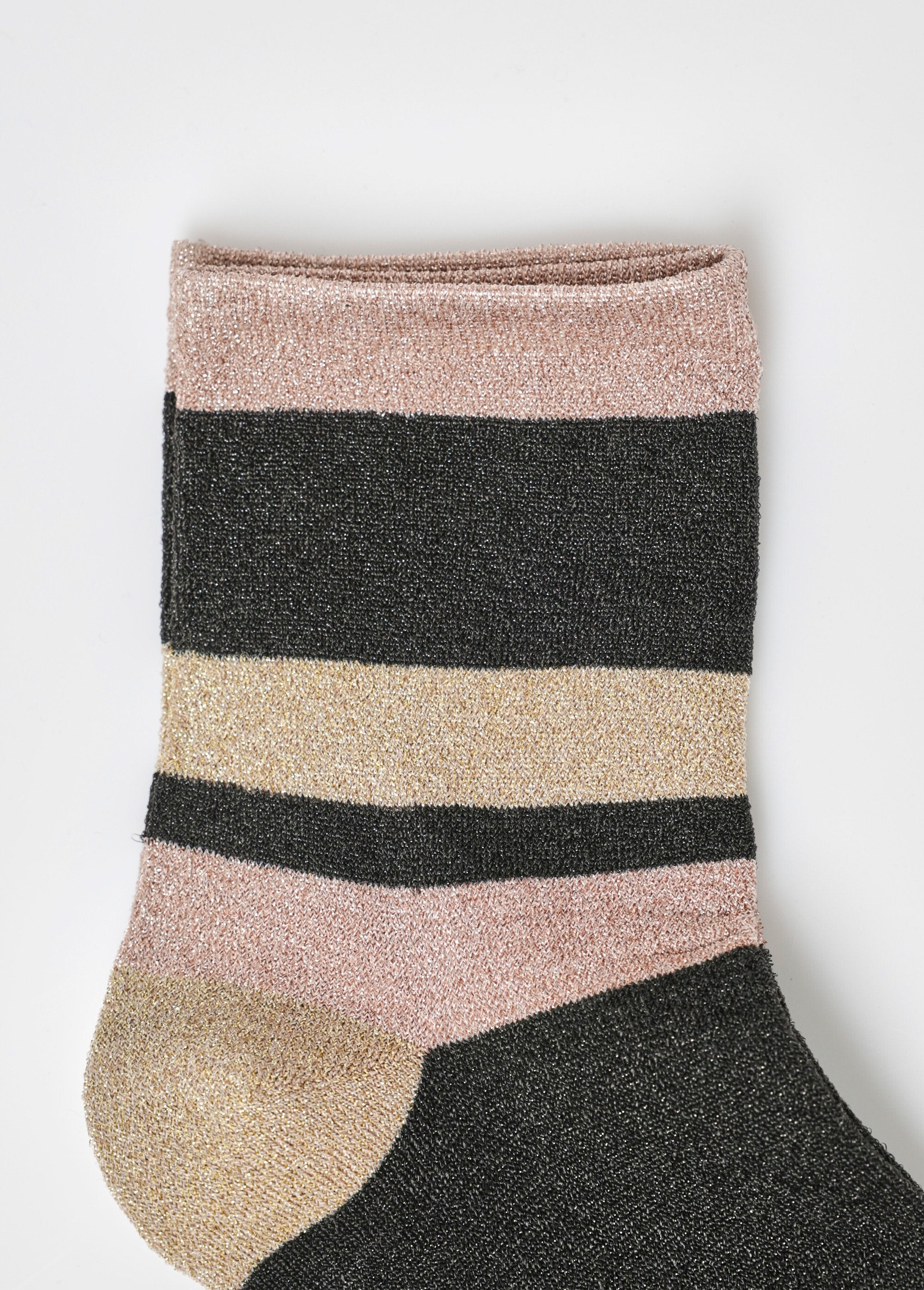 Lot_de_2_Chaussettes_lignes,_métallisé_Noir_DE2_slim