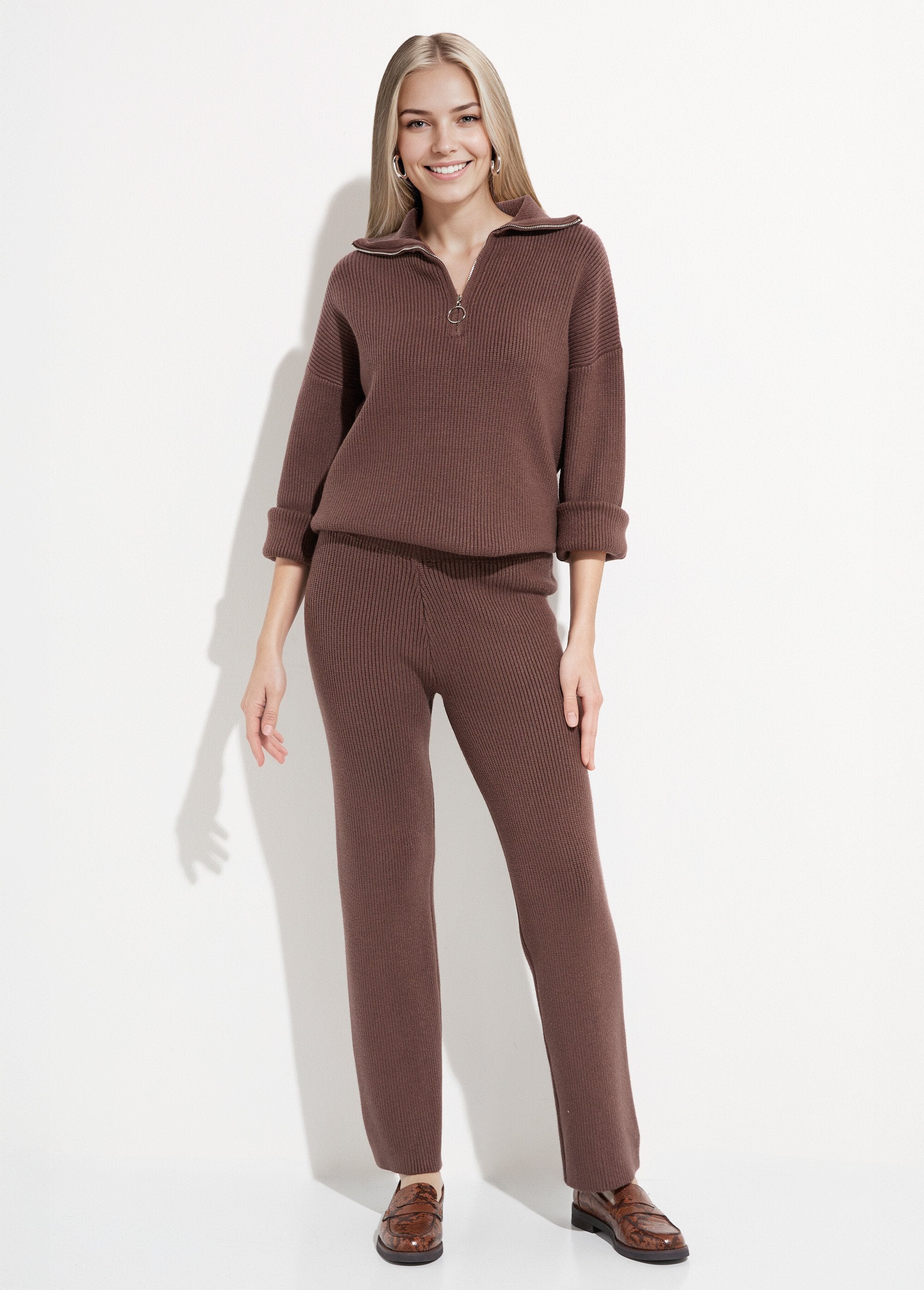 Ribbed_knit_comfort_pants_Chocolate_SF1_slim