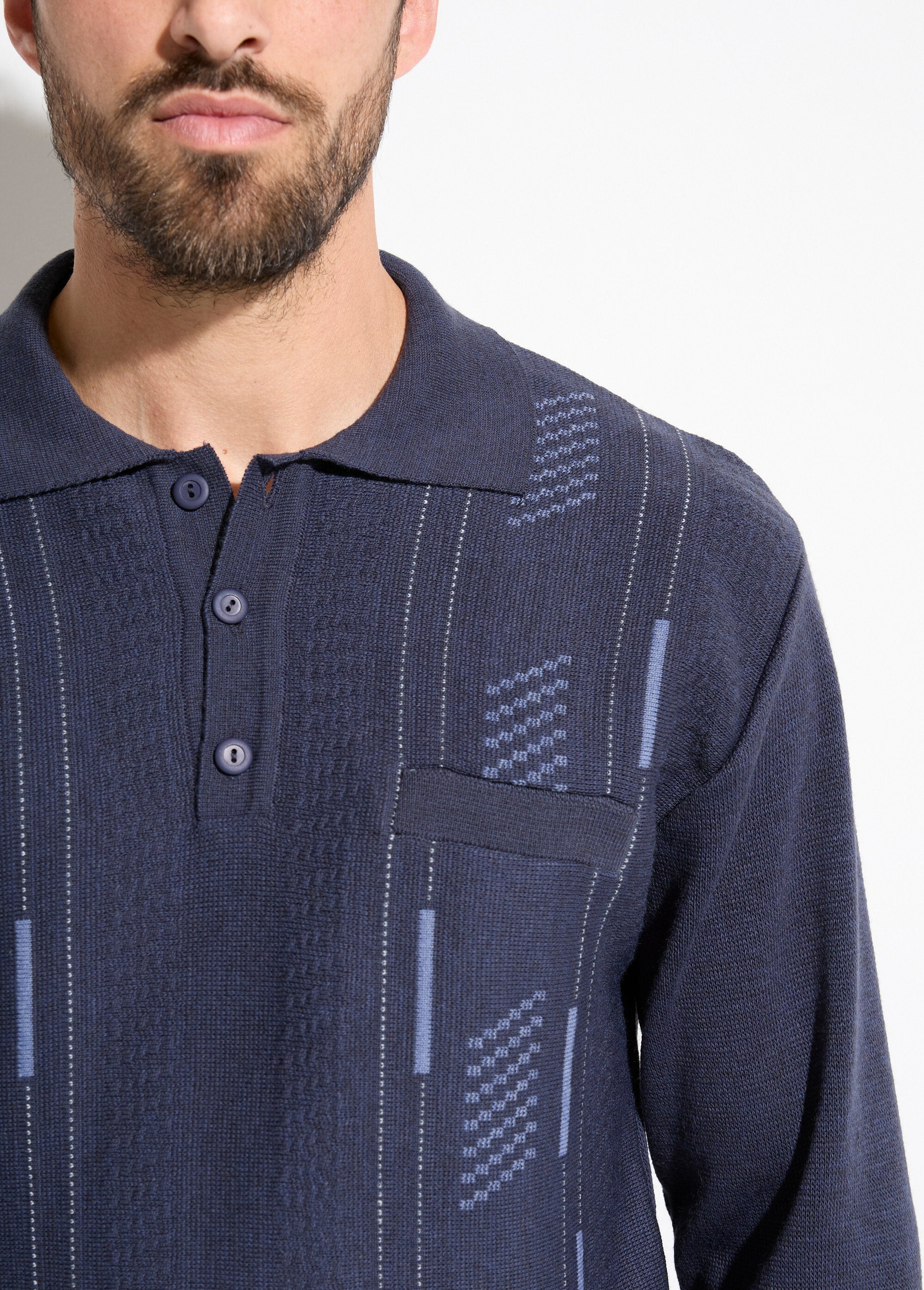 Long-sleeved_wool_jacquard_button-up_polo_neck_sweater_Marine_DE1_slim