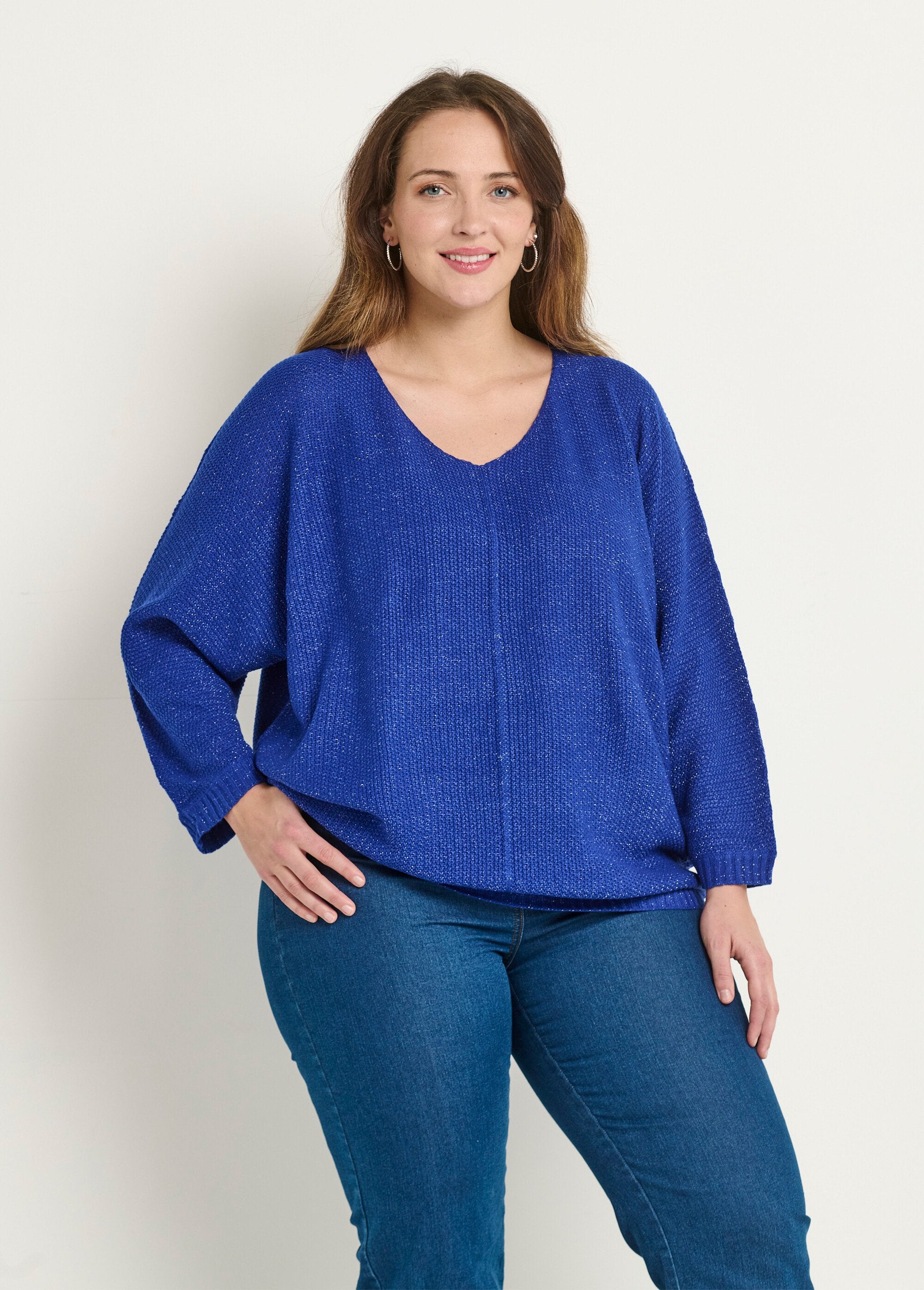 Pull_col_V_maille_fantaisie_métallisée_Bleu_FA1_curvy