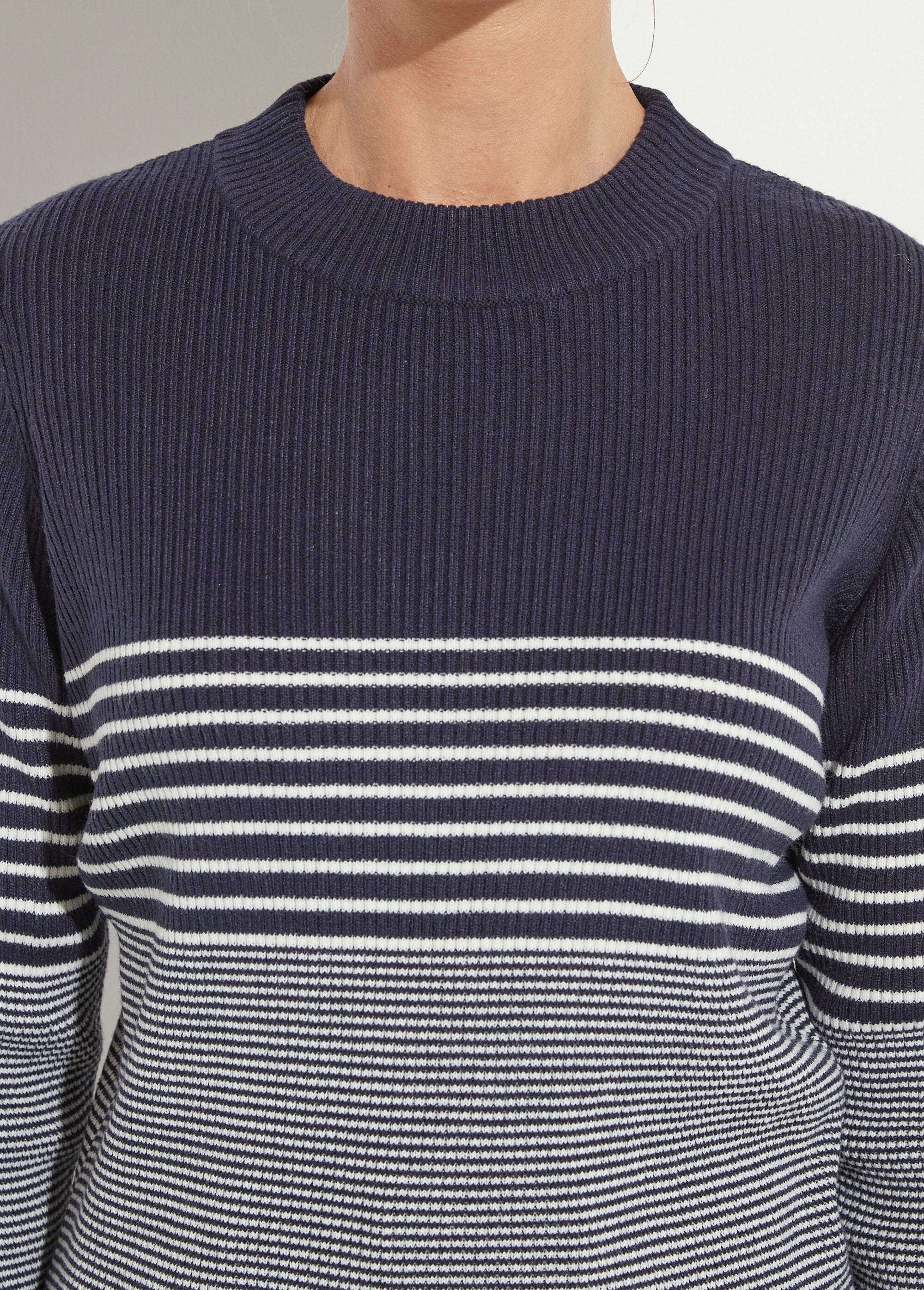Short_ribbed_knit_high_neck_sweater_Navy_and_ecru_DE1_slim