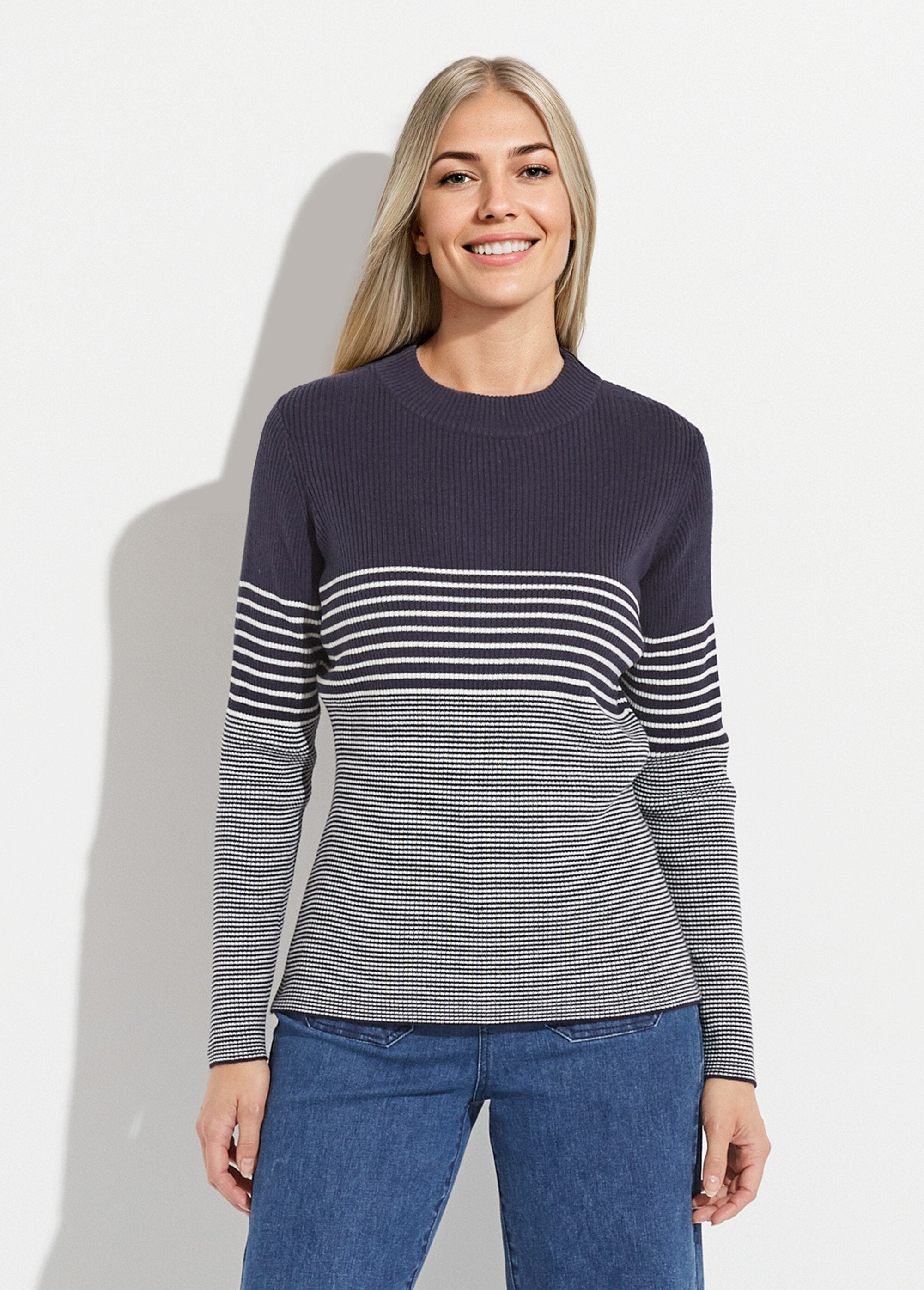 Short_ribbed_knit_high_neck_sweater_Navy_and_ecru_FA1_slim