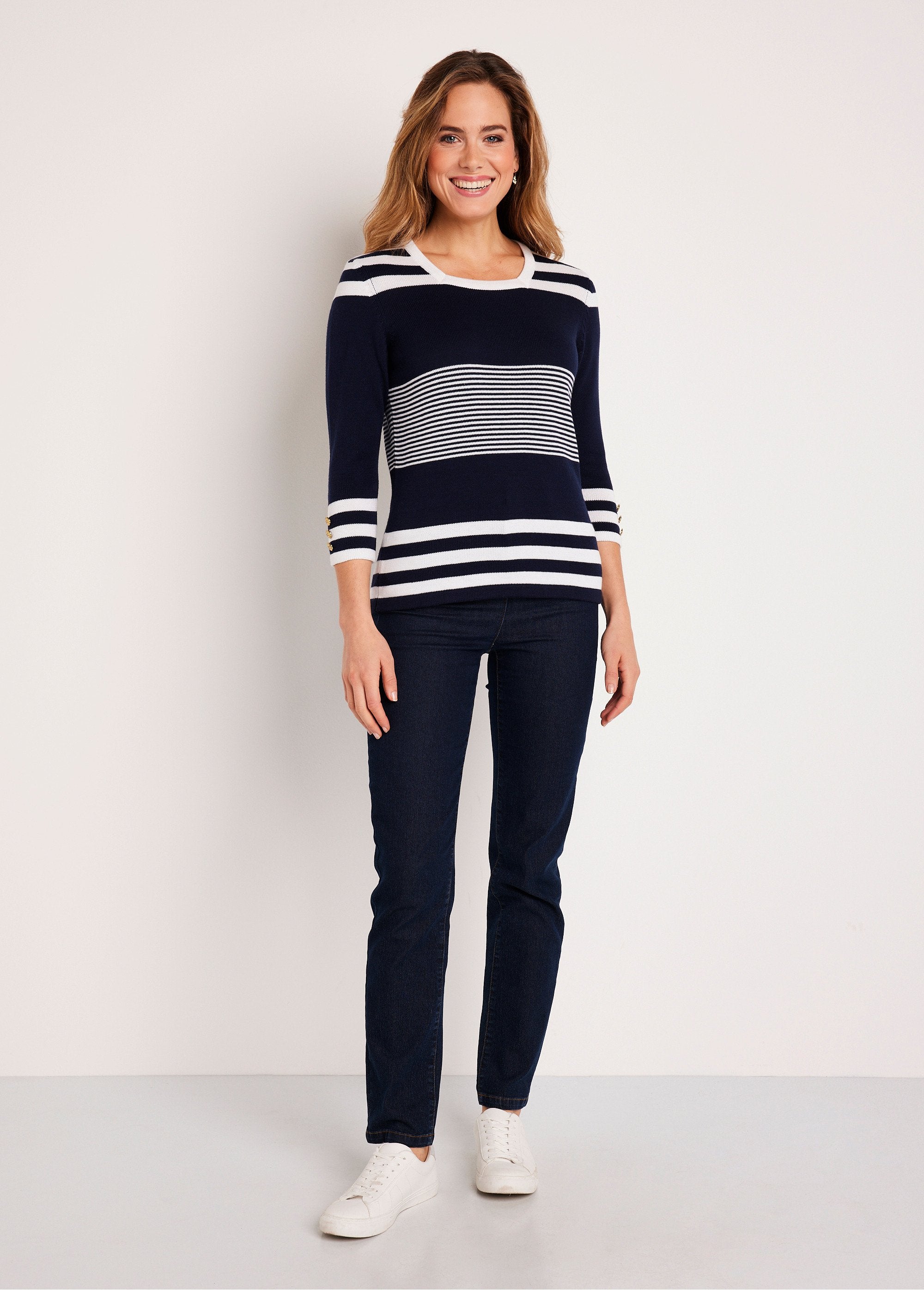 Striped_cotton_3/4_sleeve_sweater_Navy_and_white_SF1_slim