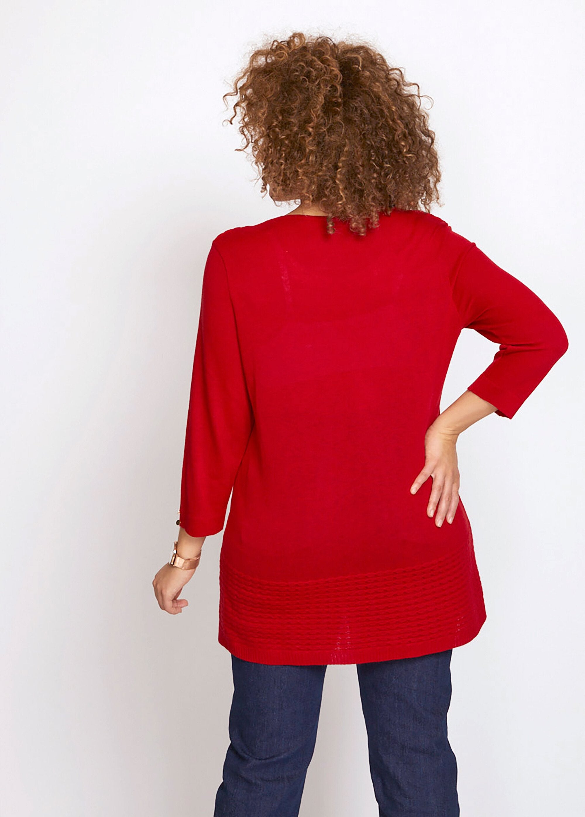 Pull-tunique_manches_3/4_maille_fantaisie_Carmin_DO1_curvy