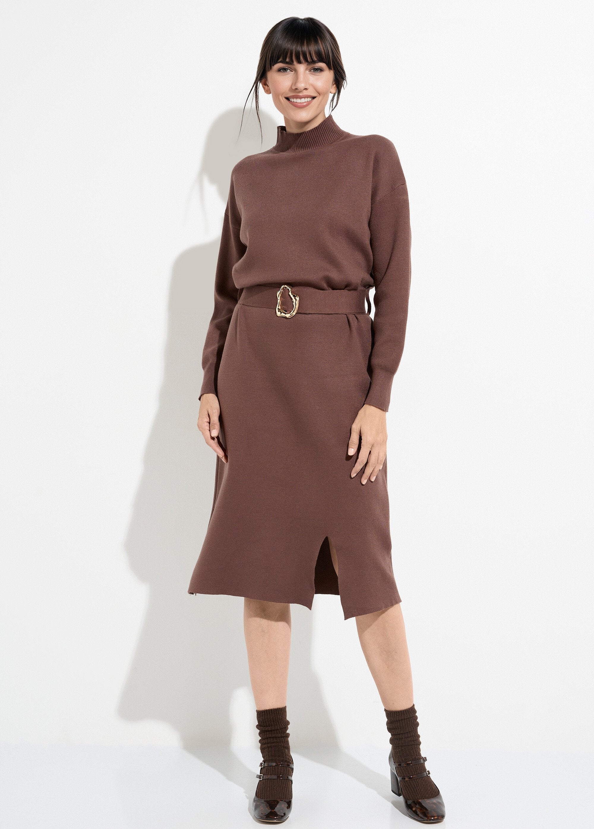 High-neck_sweater_dress_with_metal_belt_Mole_FA1_slim