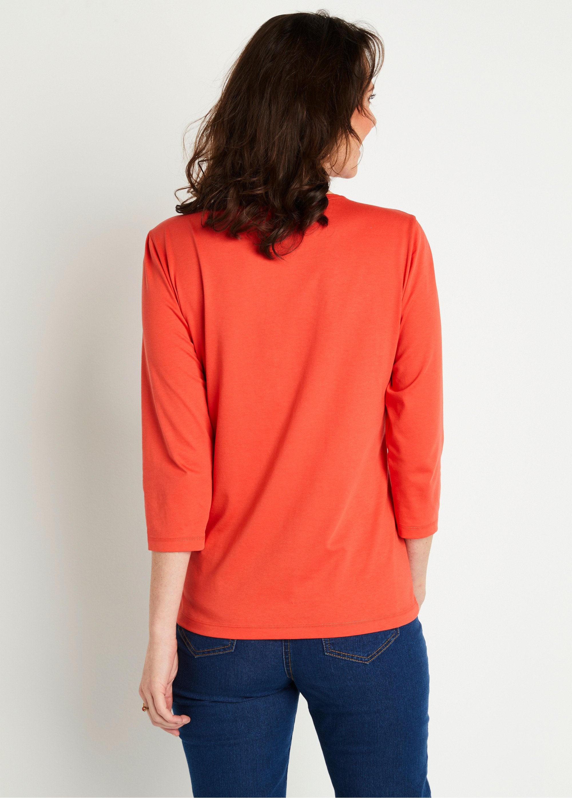 Short_embroidered_t-shirt_with_3/4_sleeves_Orange_DO1_slim