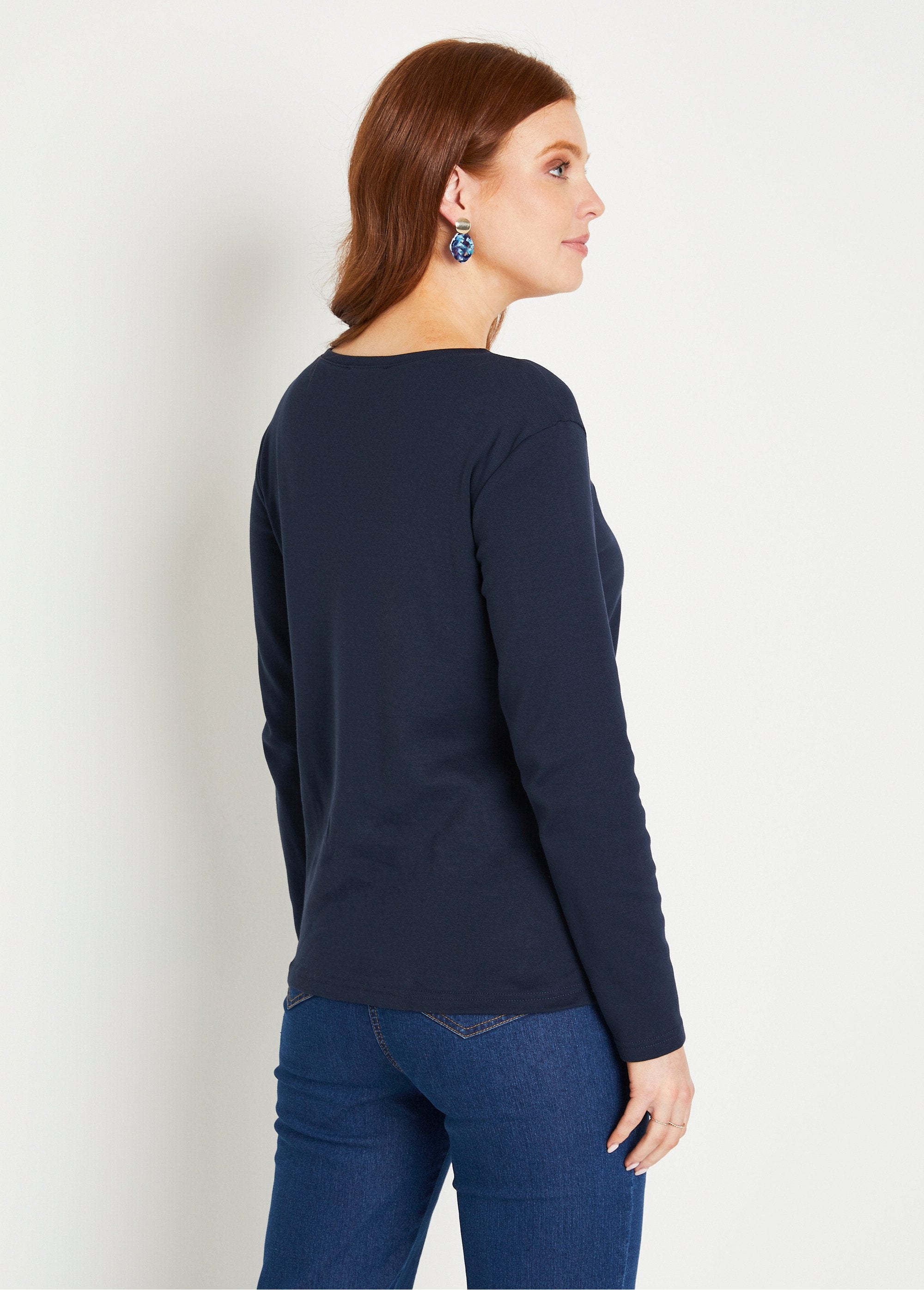 Short_embroidered_fleece_T-shirt_with_round_collar_Marine_DO1_slim