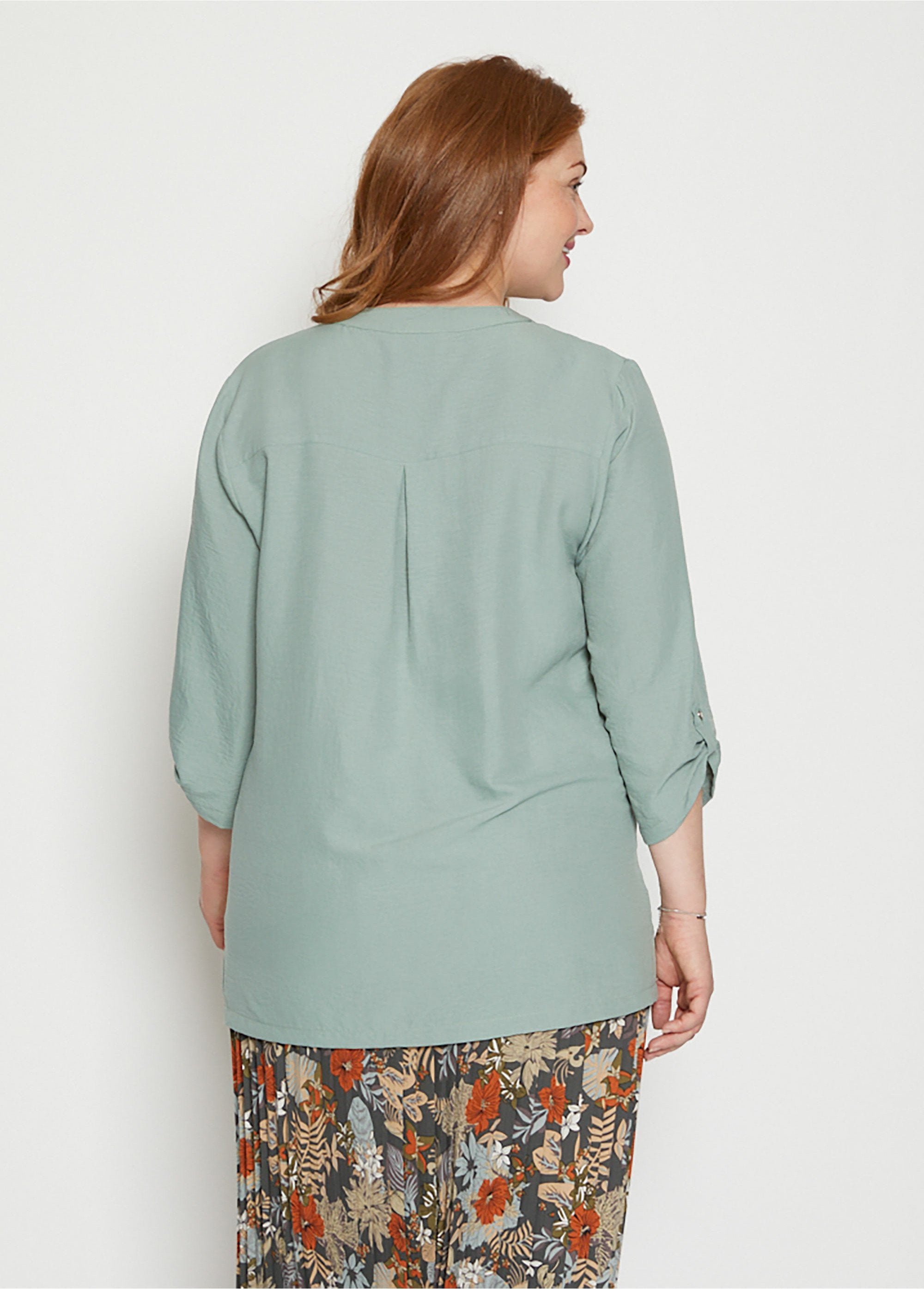 Plain_tunic,_3/4_sleeves_Green_DO1_curvy